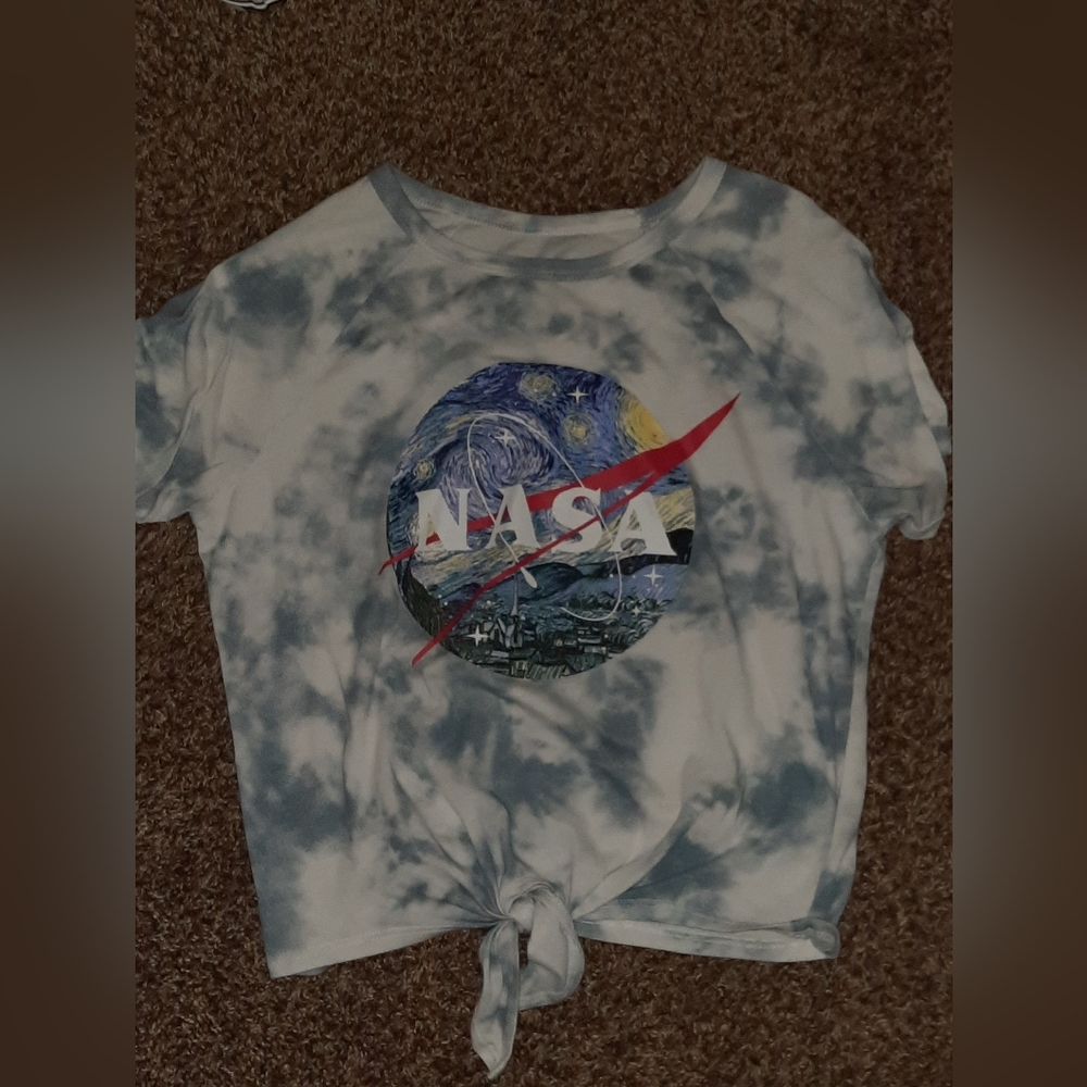 Nasa cropped Tee shirt, blue and white